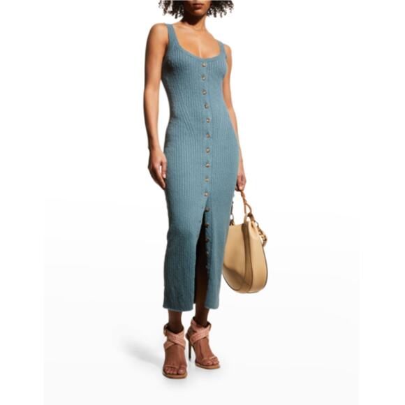 NEW Ulla Johnson Nedda Button-front Knit Dress in Salt Water Size Medium - Picture 1 of 12